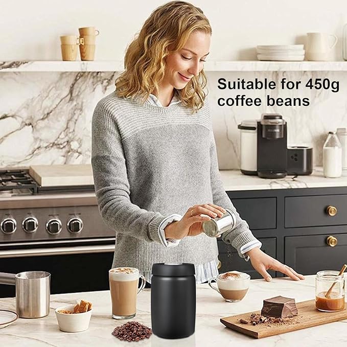 Vacuum Coffee Canister - Airtight Coffee Storage Jar with Push-Button Lid, Stainless Steel Design Keeps Beans Fresh Longer - Ideal for Coffee Lovers