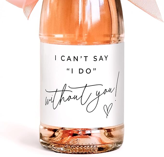 Bridesmaid Proposal Mini Champagne Labels - Set of 10 - Will You Be My Bridesmaid Box Gift Idea