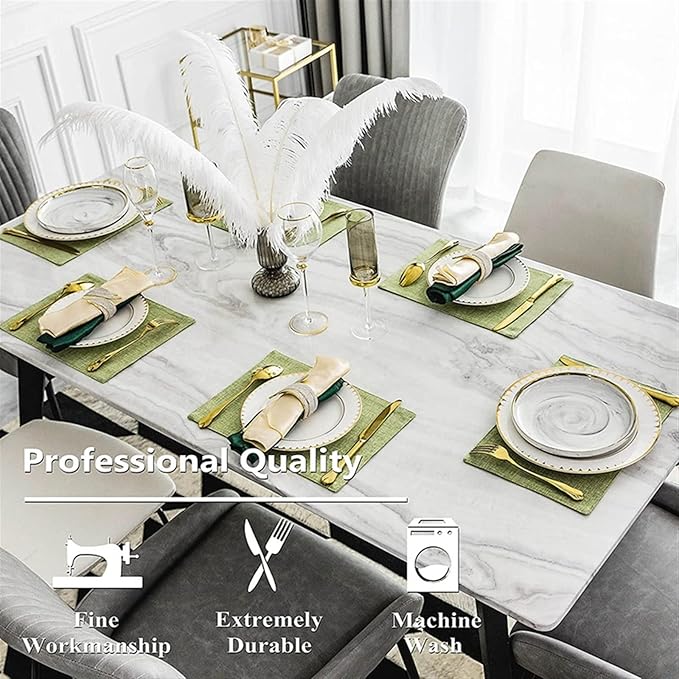 Placemat Set of 4/6 Washable Place Mats Placemats Heat Faux Linen Burlap Placemat for Dining Table Kitchen Table Mats(Blue 4 Pieces)