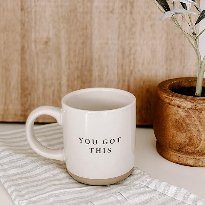 Sweet Water Decor Stoneware Coffee Mugs | Novelty Coffee Mugs | 14oz Stoneware Coffee Cup | Microwave & Dishwasher Safe | Motivational Coffee Mug | Birthday Gift (You Got This)