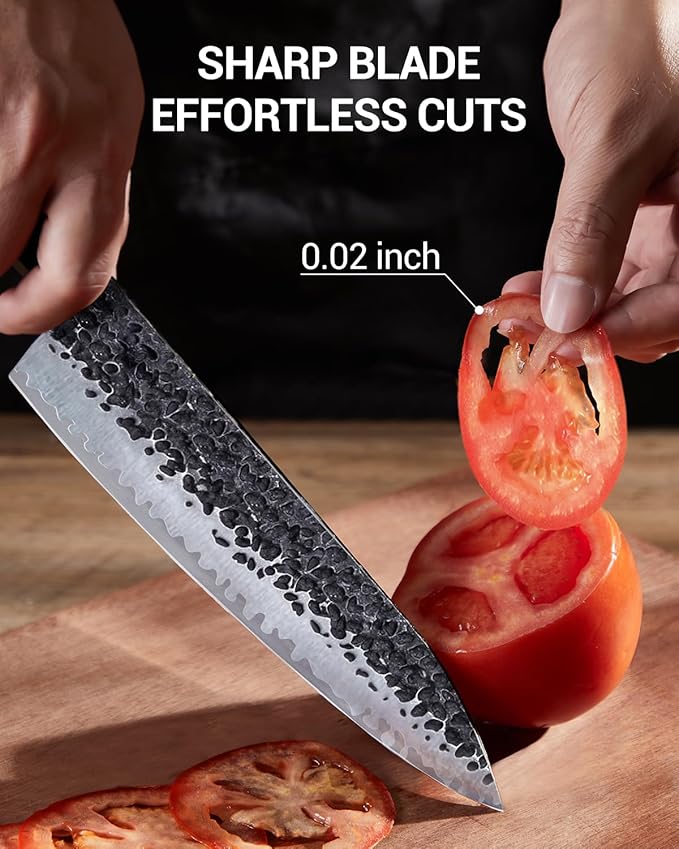 8 Inch Japanese Knife, Hand Forged 5 Layers High Carbon 9CR18MOV Steel Rosewood Handle Chef Knife, Ultra Sharp Durable Professional Kitchen Knife, Gifts for Husband/Wife on Valentine's Day