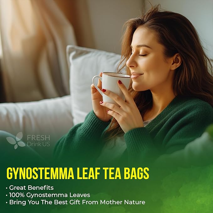 FreshDrinkUS, Premium Gynostemma Tea Bags (Jiaogulan) | 75 Count | Naturally Smooth & Earthy Caffeine-Free Herbal Tea – Plant-Based Tea Bags for Daily Enjoyment. Caffeine Free, Sugar Free. Vegan