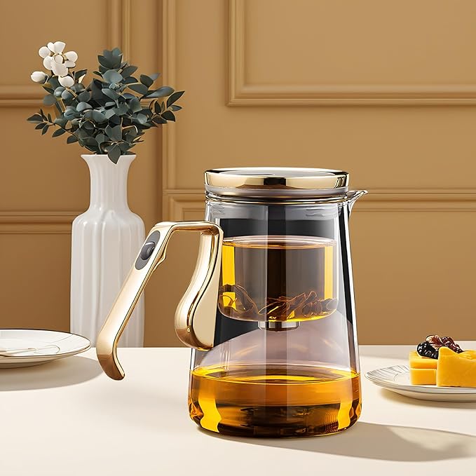 Magnetic Glass Teapot Set with 40.6oz Cast Iron Kettle for Stovetop, 25.4oz Small Enchanted Brewing Tea Pot, Witchcraft Magic Borosilicate Tea Set with Strainer for Loose Leaf