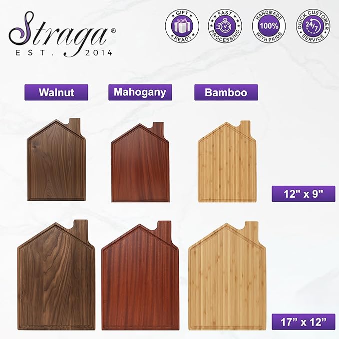 Personalized Cutting Board, Custom Housewarming Gift for New Homeowners, Engraved Home Sweet Home Charcuterie Board, Unique Couple Gift, Handmade Wood Kitchen Décor by Straga (At Home 941)