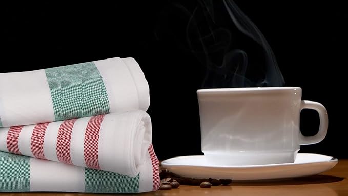 Urban Villa Dinner Napkins Horizontal Stripes Cloth Napkins Set of 12 Ruby/Green Color Dinner Napkins 20x20 Inches 100% Cotton Over Sized Cloth Napkins with Mitered Corners DinnerNapkins