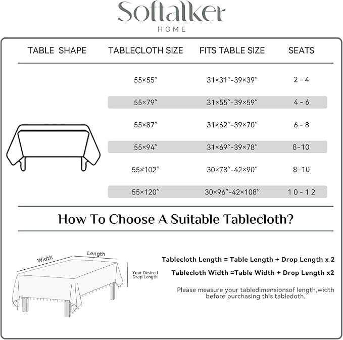 Softalker Fall Checkered Tablecloth Square, Heavy Weight Linen Cotton Gingham Thanksgiving Orange Table Cloth with Tassel, Wrinkle Free Buffalo Plaid Table Cover for Dining Party- 55 x 55 Inch