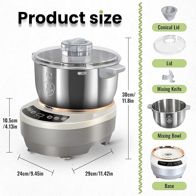 7L/7.37qt Dough Maker with Ferment Function, Electric Dough Maker, Kitchen bread kneading machine pizza dough maker, for Bread Pizza Dumpling Dough (7L)