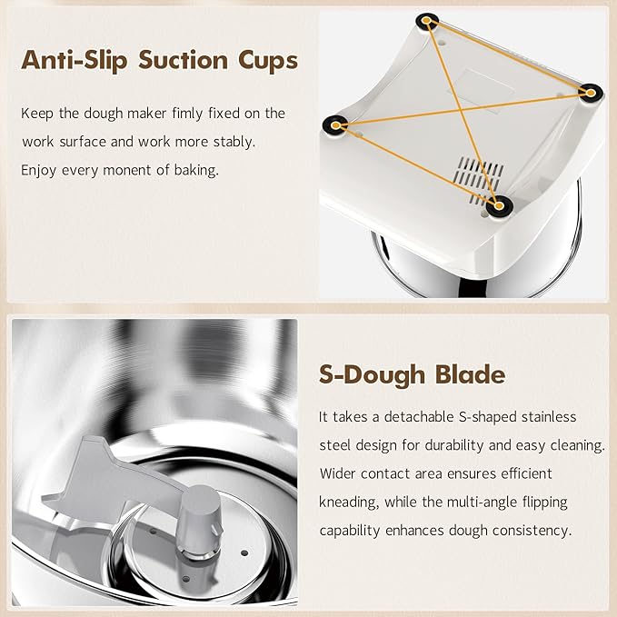 Mini Angel Electric Dough Maker with Ferment Function, 5.5QT Dough Mixer Machine with 304 Stainless Steel Bowl, Face-up Touch Panel, Household Flour Kneading Machine for Pizza Bread, White