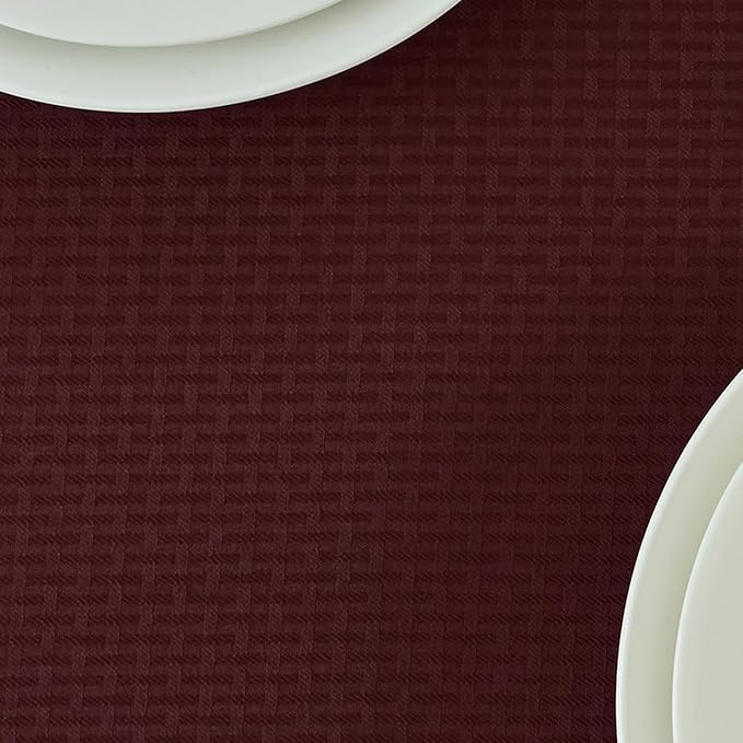 maxmill Rectangle Tablecloth Weaved Texture Design Water Resistant Wrinkle Free Spill-Proof, Soft Table Cloth for Dining Room Decoration, Banquet Parties Event Holiday Dinner, 52 x 84 Inch Burgundy