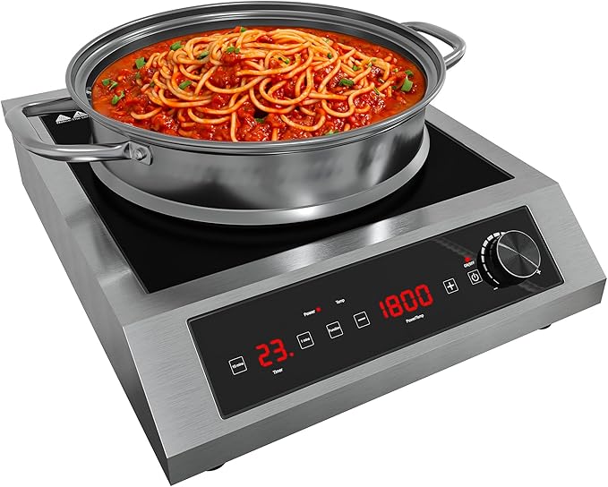 Sunvivi 1800W Portable Induction Cooktop, Commercial-Grade Electric Countertop Burner with Timer, Induction Hot Plate with LED Screen, 10 Power(100W-1800W), 14 Temp Setting(140°F-536°F), Black