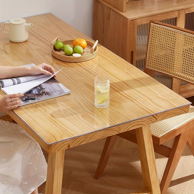 42"X78"Crystal PVC Table Cover Protector, Waterproof PVC Tablecloth, 1.5MM Thickened Rectangle Mat for Dinning, Desk, Coffee Table, Workbench, Dresser, TV-Stand, Counter