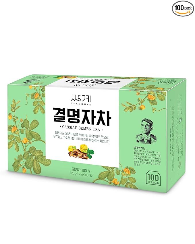 Ssanggye Tea Cassia Seed Tea Bulk Size (1.2g X 100TB), Premium Original Korean Herbal Tea Hot&Cold Water Hygienic Single Teabag Kyulmyungja Cha 결명자차 Nutty Savory Herb Soothing 4 Seasons