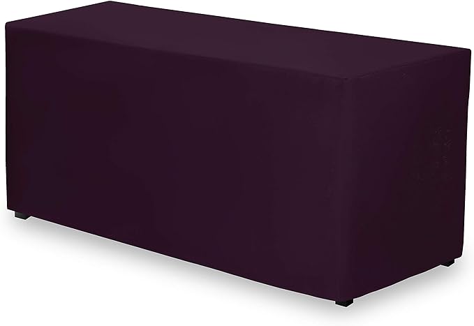 Gee Di Moda Fitted Tablecloth - 48 x 30 Inch Eggplant Floor-Length Fitted Table Cloth for 4 Foot Rectangle Table, Heavy Duty Washable Fabric for Parties, Dinner, Weddings, Baby Shower & Trade Show