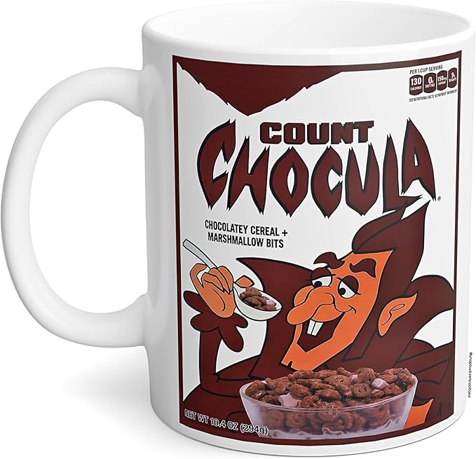 Count-Chocula Coffee Mug – Retro Cereal Monster Design, Ceramic, Microwave Dishwasher Safe, Perfect for Collectors Breakfast Lovers – Vintage Halloween Novelty 11 Oz White