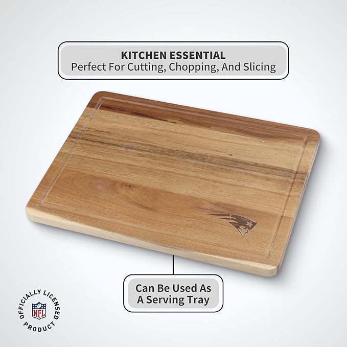 The Memory Company Officially Licensed NFL Acacia Cutting Board – 11.7" x 15.7" Durable Wood Chopping & Serving Board with Team Logo