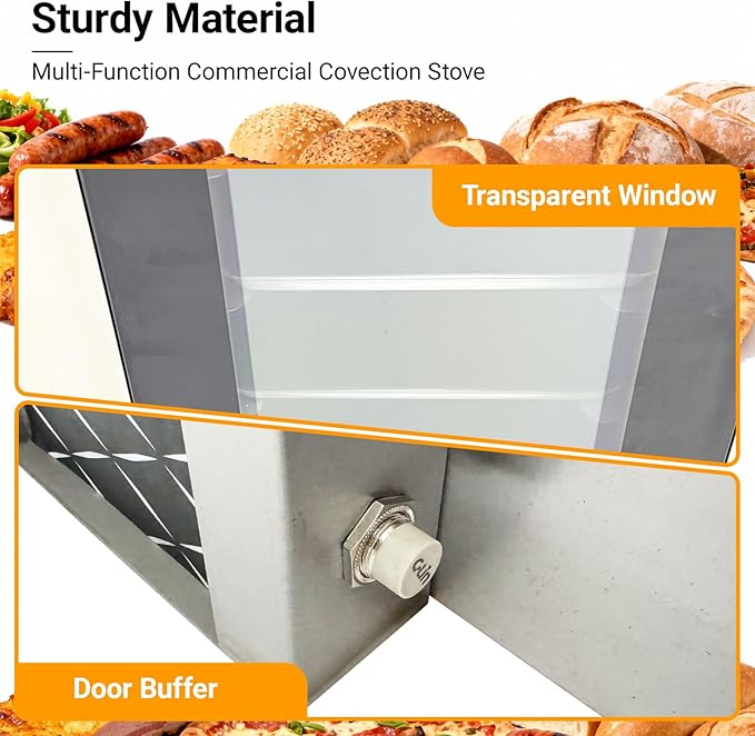 5-Layer Electric Convection Bread Baking Oven Stainless Steel Hot Air Circulation 53Gal Capacity with Steam for Roasting Bread Pizza Nut 220V/3PH