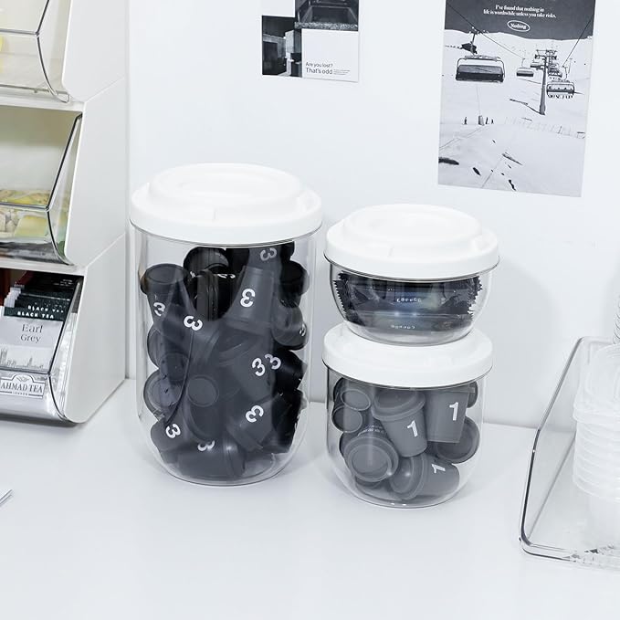 FABROK 6 Pack Candy Storage Organizer with Lid, Plastic Cookie Storage Jar for desk, Clear Plastic Container Canister for Laundry, Kitchen, Bathroom