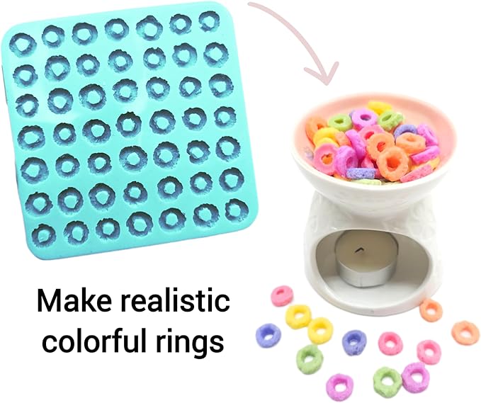Fruit rings 49 Cavities Small donuts cereal Flexible Silicone mold Soap molds Resin molds Wax melts molds 061