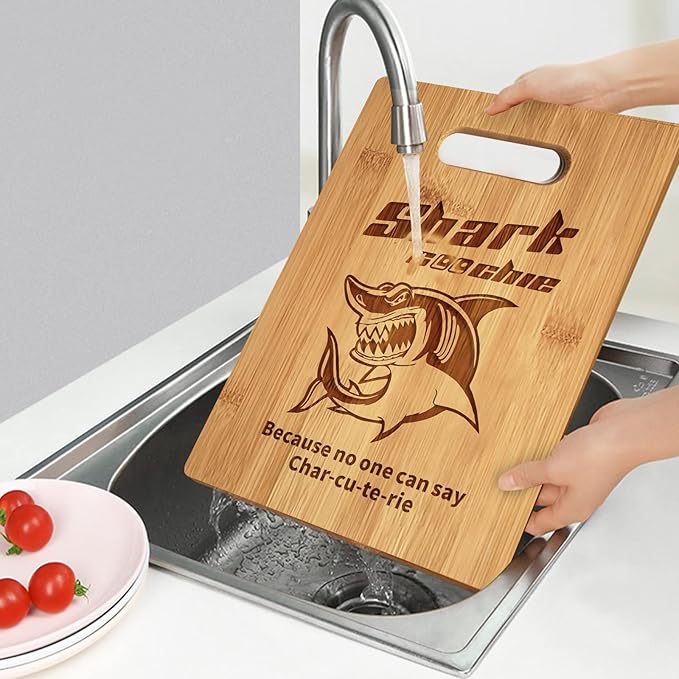 Shark Coochie Charcuterie Board for Meat and Cheese Gift for Mom Hand Crafted Cutting Board Great for Gatherings Party, Mother's Day Gift, Wedding Gifts (Board E, 13''×9.5'')