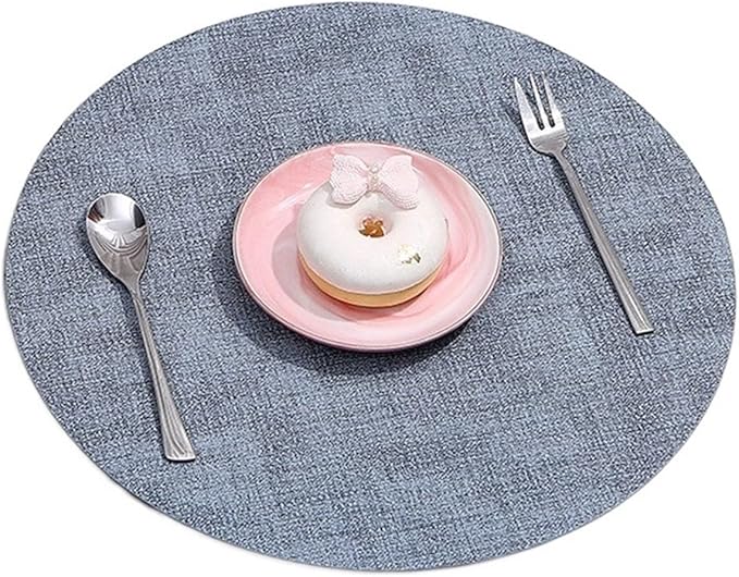 Anti Crease PU Leather Placemat Waterproof Heat- Wipeable Dining Table Mats for Home Kitchen(Circular B)