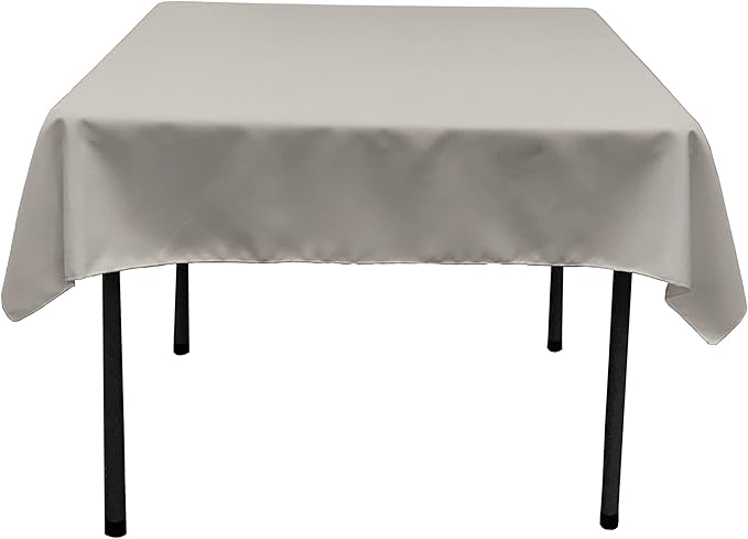 LA Linen Polyester Poplin Washable Square Tablecloth, Stain and Wrinkle Resistant Square Table Cover 52x52, Fabric Table Cloth Square for Dining, Kitchen, Party, Holiday 52 by 52-Inch, Gray Light