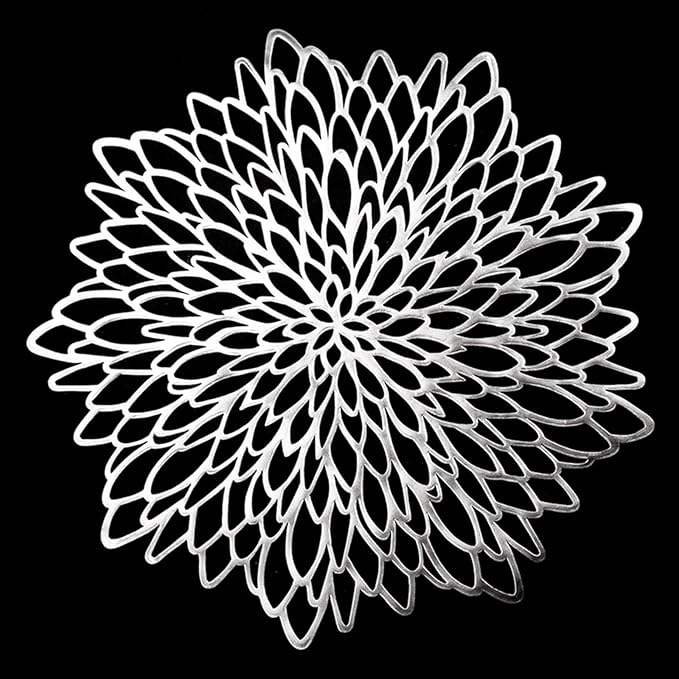 1 Pcs European Table Placemat Coaster Hollow Snowflake Shape PVC Coffee Table Mat Heat Home Decor(A Rose,10cm Coaster)