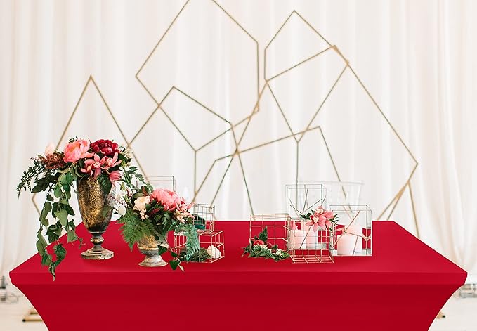 Utopia Kitchen Spandex Tablecloth 2 Pack [4FT, Red] Tight, Fitted, Washable and Wrinkle Resistant Stretch Table Cloth Rectangle Cover for Trade Show, Weddings & Parties [48Lx30Wx30H Inch]