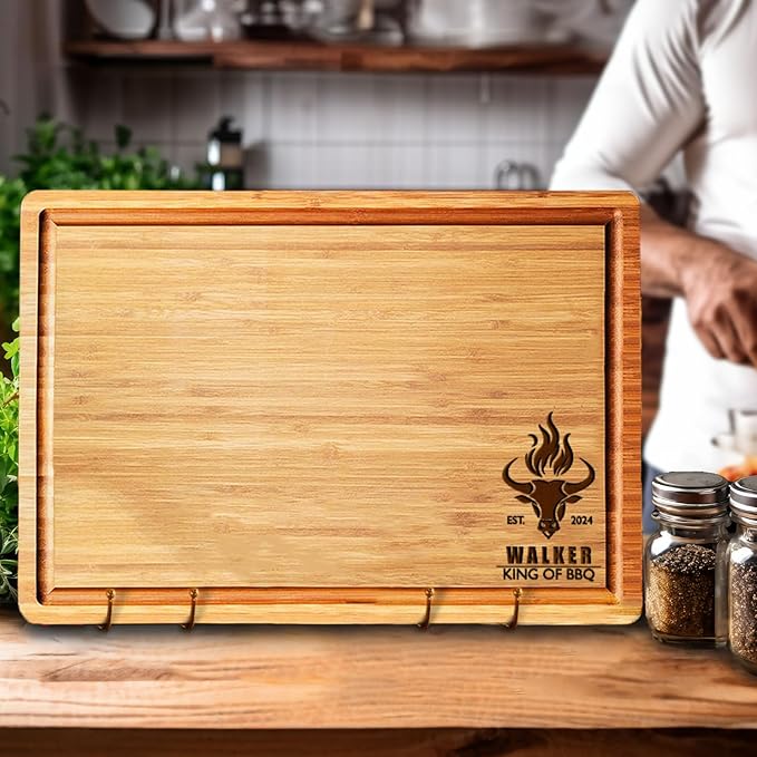 Father's Day Gift Cutting Board, Outdoor Customized Grilling Gifts for Men, Best Dad Engraved Birthday Gifts, Unique Barbecue Gifts for Men, Kitchen BBQ Grill Gift