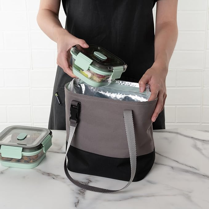 Restaurantware-Fresh Hero 17 Ounce Storage Containers, 20 Durable Airtight Food Containers - Microwavable, Freezable, Green Plastic Collapsible Container, Dishwashable, With Vented Lids