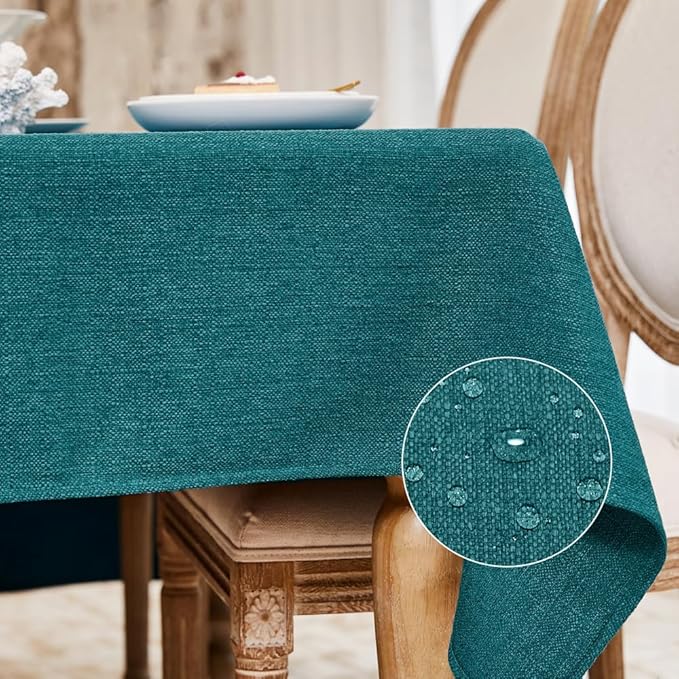 BALCONY & FALCON Rectangle Tablecloth Washable Wrinkle Resistant and Water Proof Table Cloth Decorative Linen Fabric Tablecloths for Dining Parties Kitchen Wedding and Outdoor Use (Teal, 47x63)