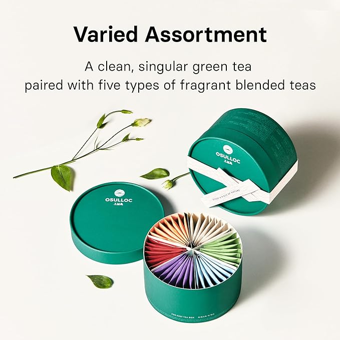 OSULLOC For:rest Tea Box (36 Count, 6 Types x 6ea,) Exquisite & Unique Gift idea For Tea Lover, Variety Gift Box Sampler, 6 Unique Blended tea from Jeju Island