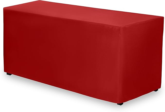 Gee Di Moda Fitted Tablecloth - 72 x 30 Inch Red Floor-Length Fitted Table Cloth for 6 Foot Rectangle Table, Heavy Duty Washable Fabric for Parties, Dinner, Weddings, Baby Shower & Trade Show