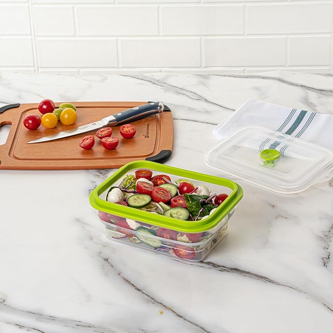 Restaurantware-Fresh Hero 32.3 Ounce Storage Containers, 1 Durable Airtight Food Containers - Microwavable, Freezable, Green Silicone, Collapsible, Dishwashable, With Vented Lids