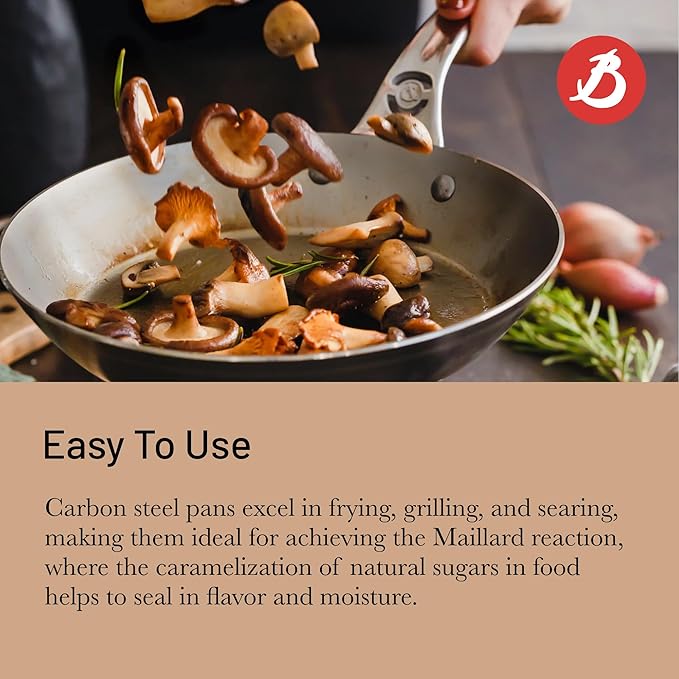 de Buyer MINERAL B Pro Carbon Steel Fry Pan - 9.5” Diameter, 6.9” Cooking Surface - Ideal for Searing, Sauteing & Reheating - Naturally Non-Stick Finish - Made in France