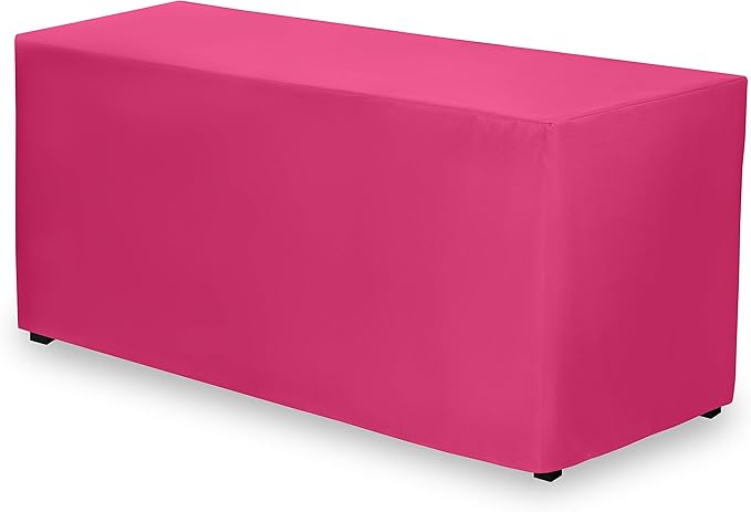 Gee Di Moda Fitted Tablecloth - 48 x 30 Inch Fuchsia Floor-Length Fitted Table Cloth for 4 Foot Rectangle Table, Heavy Duty Washable Fabric for Parties, Dinner, Weddings, Baby Shower & Trade Show