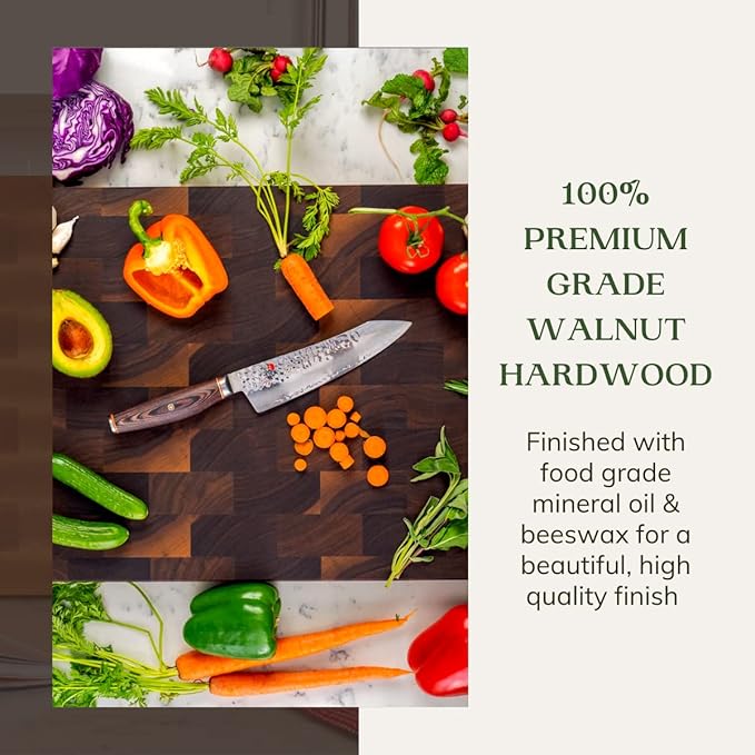 The Boardsmith Walnut Sidekick End Grain Cutting Board - Walnut Wood Cutting Board - 9" x 12" - Brown