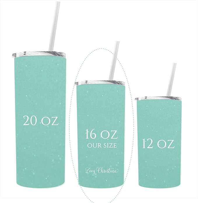 Zoey Christina 21st Birthday Coffee Tumbler for Her 16oz Stainless Steel Insulated Travel Cup with Straw Cute Twenty One Gift for Women, Girls, Daughter, Best Friend (Mint)