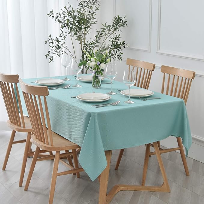 maxmill Jacquard Square Tablecloth Stain Resistant Waterproof Wrinkle Resistant Washable Soft Table Cloth, Fabric Table Cover for Dining Room, Indoor and Outdoor Use, 52 x 52 Inch, Turquoise