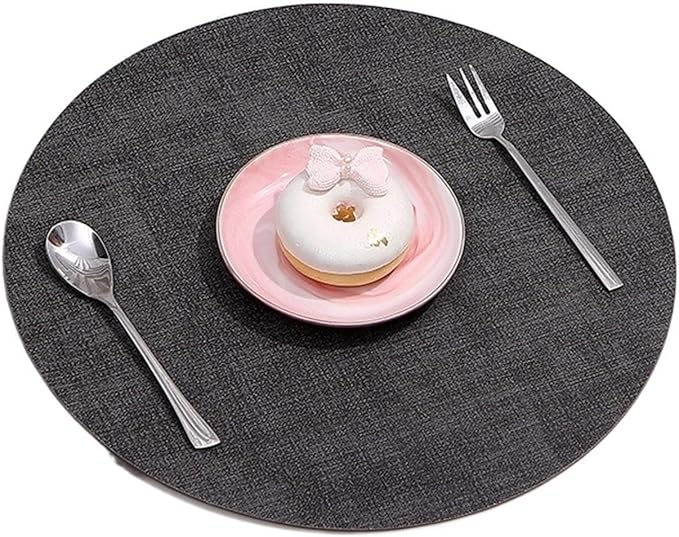 Double Sided Texture Leather Placemat Tableware Pad Oil Water Heat Insulation Non-Slip Tablemat for Kitchen Washable(Black)