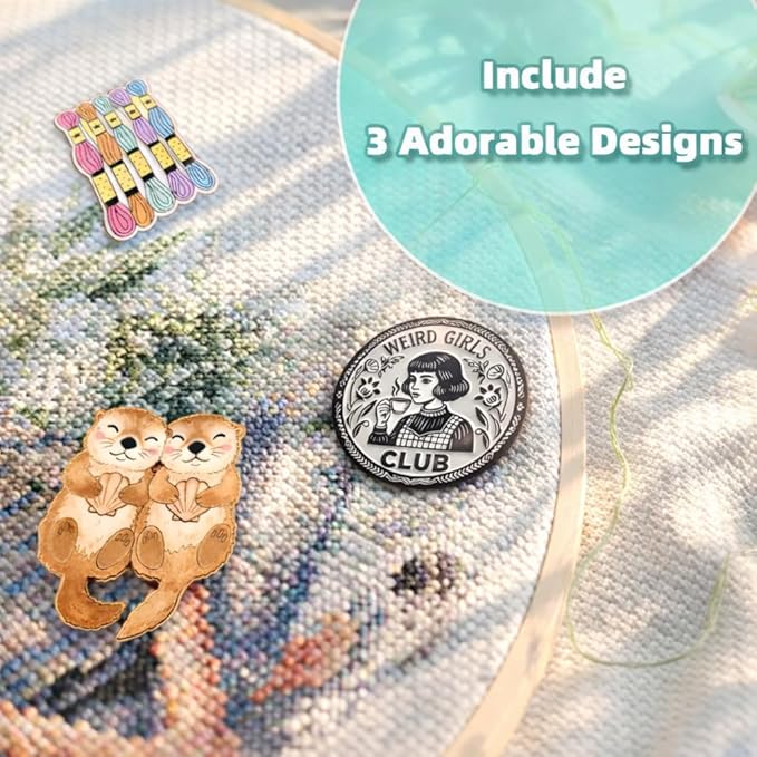Needle Minder for Keeping Sewing & Embroidery Needles – Magnetic Needlepoint Holder, Cross Stitch Supplies – Secure & Decorative Needle Minders for Stitching & Crafting (Embroidery Threads)