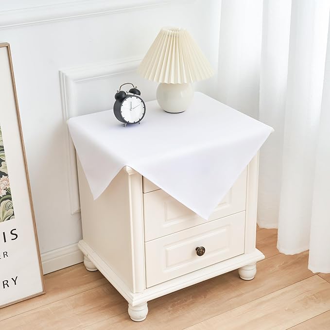 2 Pack Small Square Table Cloth 24X24 Inch White Washable Fabric Tablecloth Polyester Solid Table Cover for Night Stand End Tables Outdoor Indoor