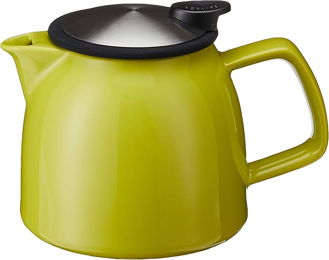 FORLIFE Bell Ceramic Teapot with Basket Infuser, 26-Ounce/770ml, Lime