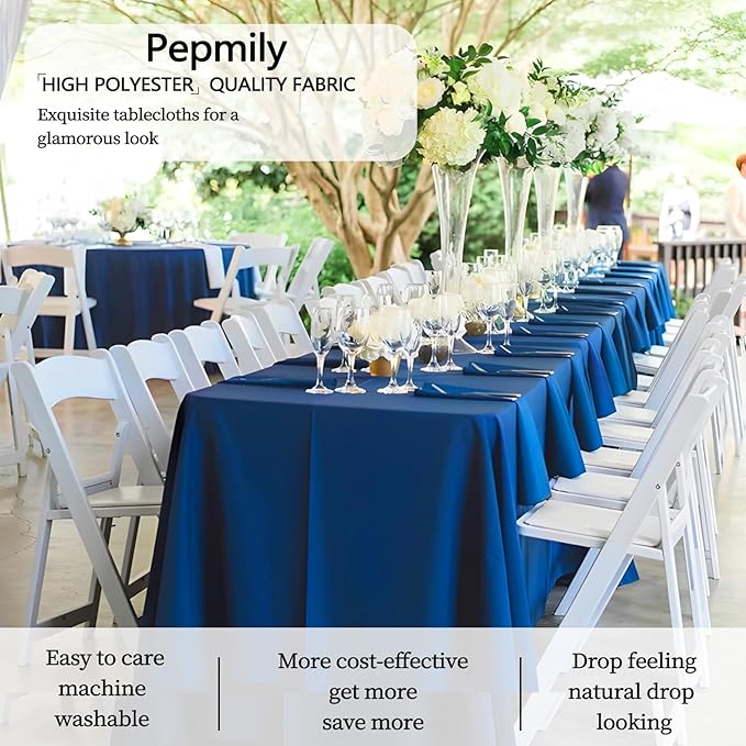 8 Pack Royal Blue Table Cloth 60x126 Inch Rectangle Tablecloths for 8 Foot Rectangle Tables, Wrinkle Resistant Washable Polyester Fabric Rectangular Table Cover for Dining Banquet Wedding Party