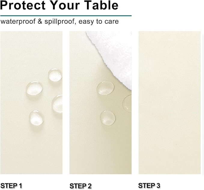 Hiasan Champagne Tablecloth for Rectangle Tables - Waterproof and Spillproof Washable Fabric Table Cloth for Dining Room Kitchen Party, 60 x 102 Inch