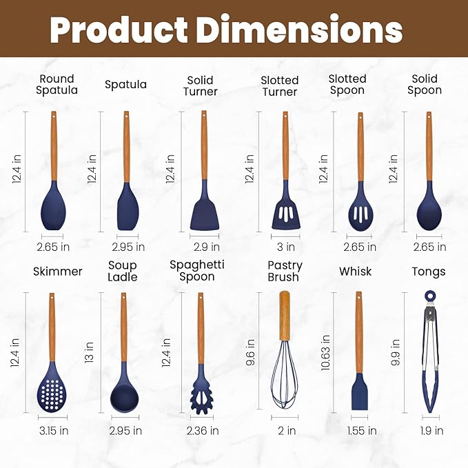 Kitchen Utensils Set - Silicone Cooking Utensils Set - 12 Pcs for Cooking, Spatula,Turner, Spoon, Brush, Useful Pots and Pans Accessories, Kitchen Gadgets for Non-Stick Cookware BPA FREE