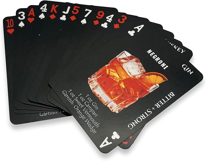 Recipe Mix Drink Kit - 120+ Alcoholic & Non-Alcoholic Cocktails, Bar Kit, Bartender Gift for Men & Women (1PK Black Cards + Charts)