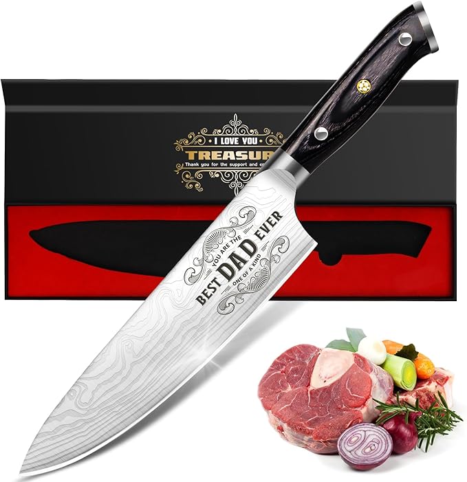 Gifts for Dad Men, Dads Gifts for Dad, Dad Birthday Gift from Daughter Son Kids, 8 inch Pro German 1.4116 Chef Knife, Kitchen Knife Gift Set for Best Valentines Day Dad Father Gifts