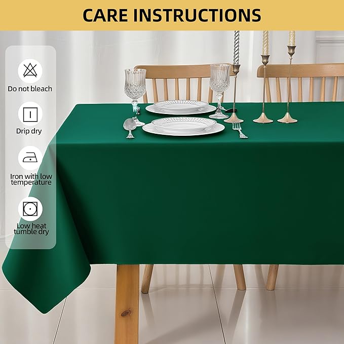 2-Pack 60x60 inch Blackish Green Table Cloths, Solid Stain and Wrinkle Resistant Tablecloth, Premium Plain Weave Polyester Fabric Rectangle Table Linen Covers for Hotel, Banquet