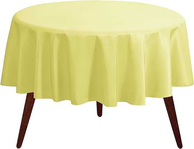 Gee Di Moda Round Tablecloth - 90 Inch Yellow Round Table Cloth for 30 to 60 Inch Round Tables - Heavy Duty Washable Fabric - for Buffet Table, Holiday Party, Dinner, Wedding & Baby Shower