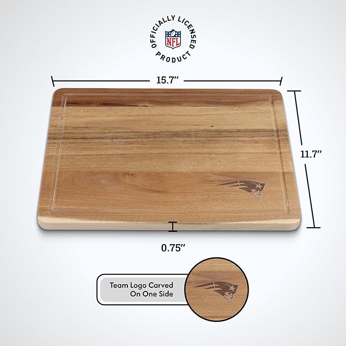 The Memory Company Officially Licensed NFL Acacia Cutting Board – 11.7" x 15.7" Durable Wood Chopping & Serving Board with Team Logo